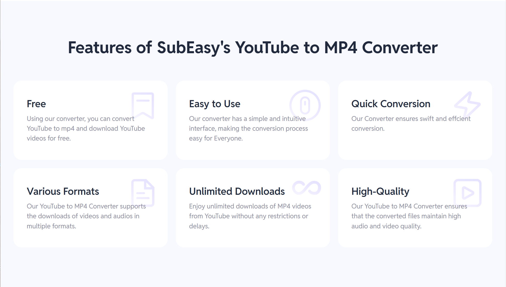 Features of SubEasy's YouTube to MP4 Converter