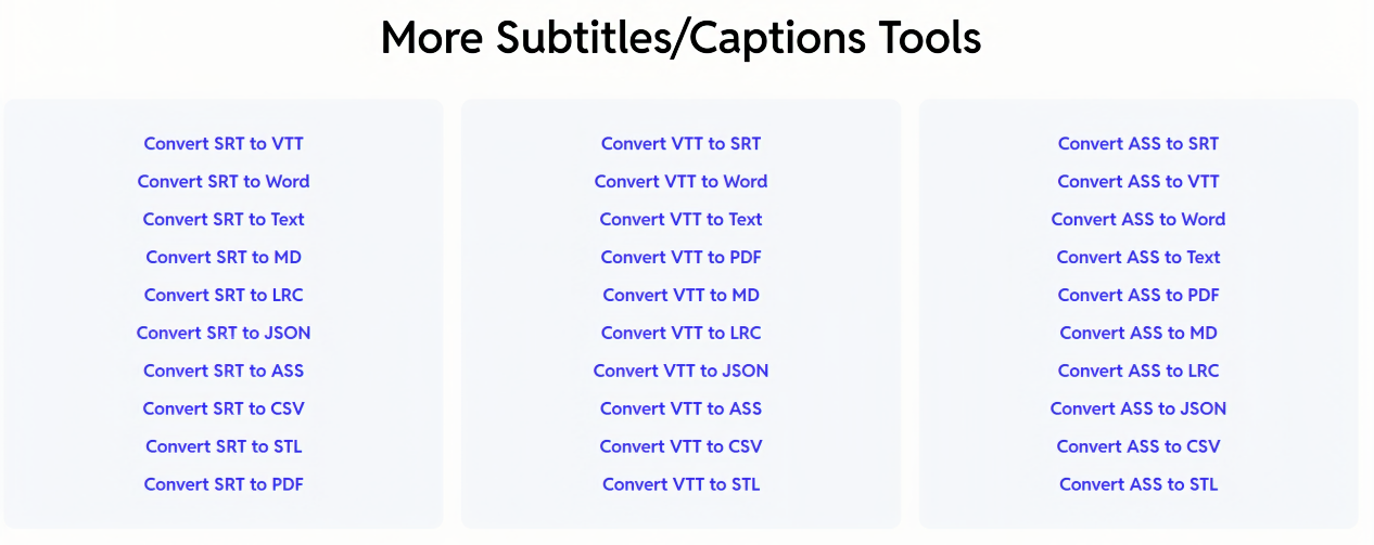 Select the subtitles converter tool you want