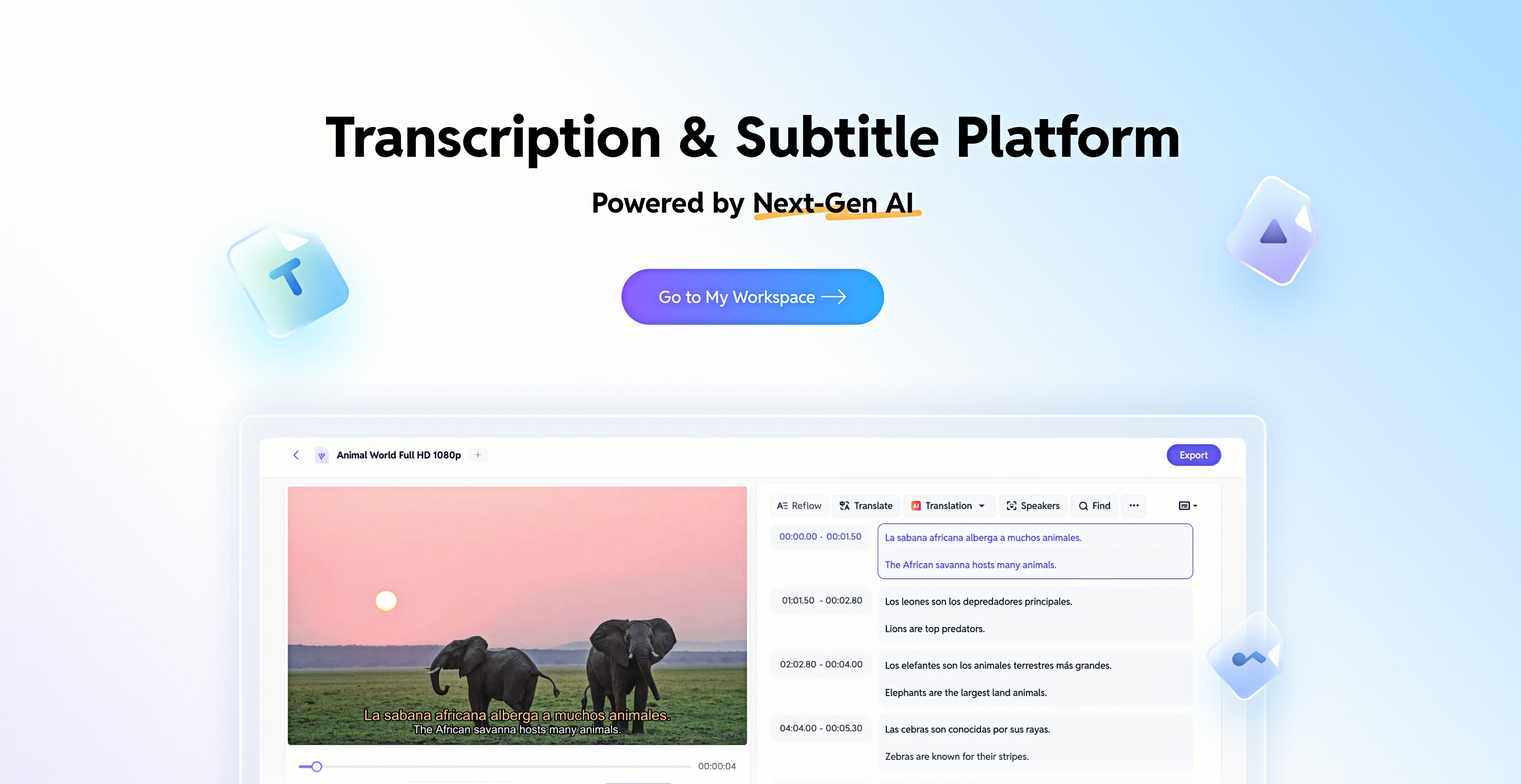 SubEasy, una plataforma de próxima generación impulsada por IA diseñada para proporcionar servicios automáticos de transcripción y traducción.